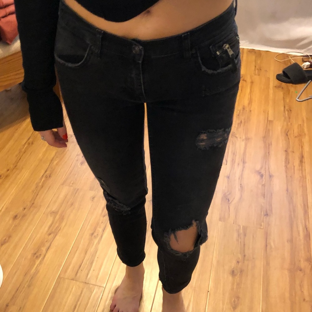 Black Zara Distressed Jeans